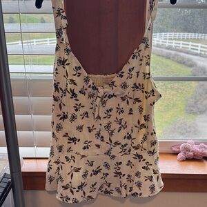 Skies Are Blue Cream and Black Floral Camisole
